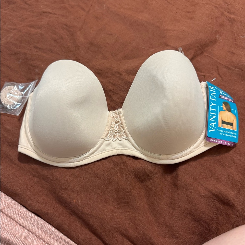 NWT Vanity Fair Beige Strapless Bra 34 D